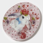 Подставка для яиц Доляна «Цветочный зайка», 10 ячеек, 24×20.6 см, стекло, розовая - Фото 5