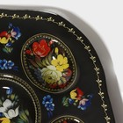 Подставка стеклянная для яиц Доляна «Жостовская роспись», 5 ячеек, 20×20 см, цвет чёрный - фото 4346781