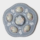 Подставка стеклянная для яиц Доляна «Жостовская роспись», 5 ячеек, 20×20 см, цвет чёрный - Фото 7