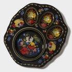 Подставка для яиц Доляна «Жостовская роспись», 3 ячейки, 21×18 см, стекло, чёрная - Фото 4