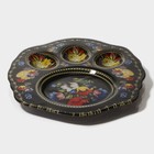Подставка для яиц Доляна «Жостовская роспись», 3 ячейки, 21×18 см, стекло, чёрная - Фото 6