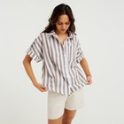 Рубашка женская MINAKU: Cotton collection, цвет коричневый, размер 48 - фото 11063308