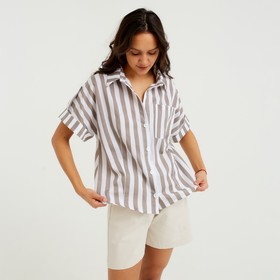 Рубашка женская MINAKU: Cotton collection, цвет коричневый, размер 48