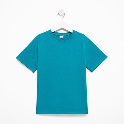 Футболка детская однотонная MINAKU: Basic line, бирюзовая, рост 128 см