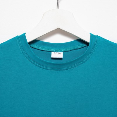 Футболка детская однотонная MINAKU: Basic line, бирюзовая, рост 128 см