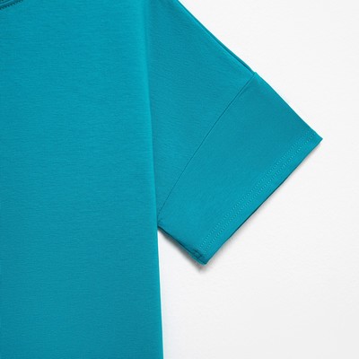 Футболка детская однотонная MINAKU: Basic line, бирюзовая, рост 128 см