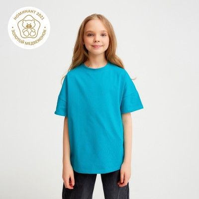 Футболка детская MINAKU:Basic line kids, цвет аквамарин, рост 134 см