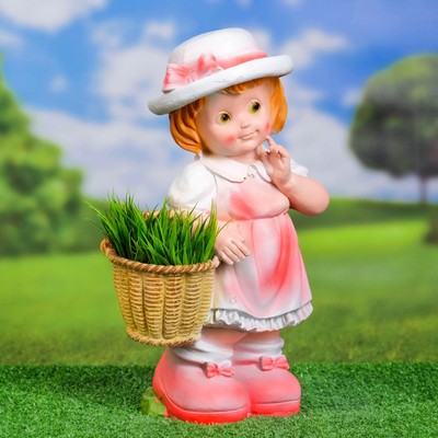 Садовая фигура "Девочка Лиза с корзинкой" 40х18х13см