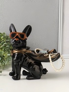 Подставка для мелочей «Фигурка. Бульдог в плаще», полистоун, чёрная, 23×20×13 см  (артикул 7749657)  большой выбор товаров оптом и в розницу по низким ценам с доставкой