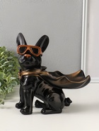 Подставка для мелочей «Фигурка. Бульдог в плаще», полистоун, чёрная, 23×20×13 см  (артикул 7749657)  большой выбор товаров оптом и в розницу по низким ценам с доставкой