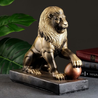 Копилка для денег «Лев с шаром», гипс, чёрно-золотой, 31×30×13.5 см