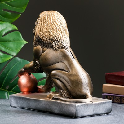 Копилка для денег «Лев с шаром», гипс, черно-золотой, 32×15×35 см