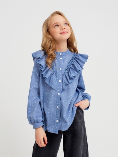 Рубашка детская MINAKU: Cotton collection, синяя, рост 104 см