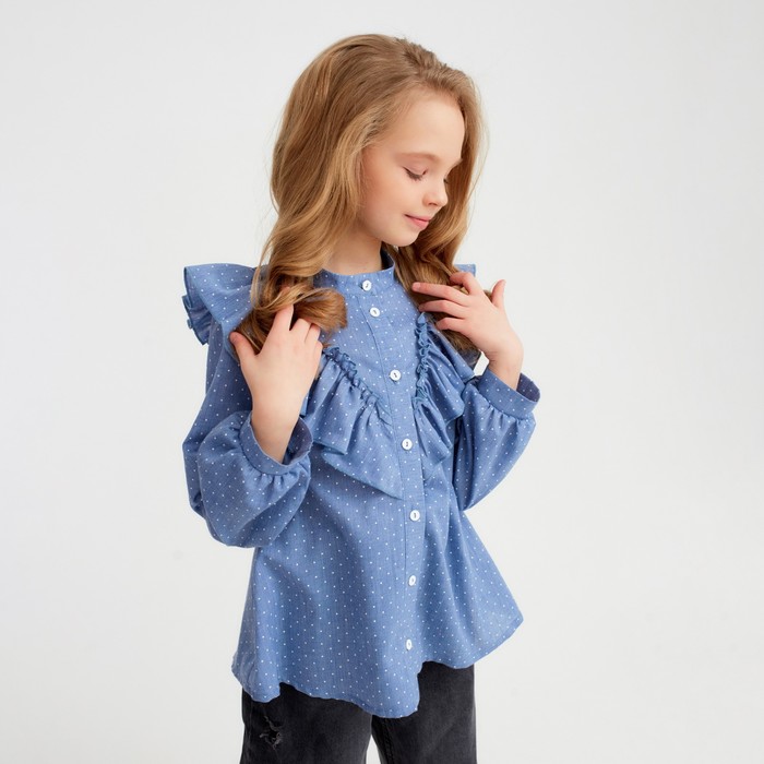 Рубашка детская MINAKU: Cotton collection цвет синий, рост 104 - фото 1907386374