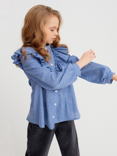 Рубашка детская MINAKU: Cotton collection, синяя, рост 104 см
