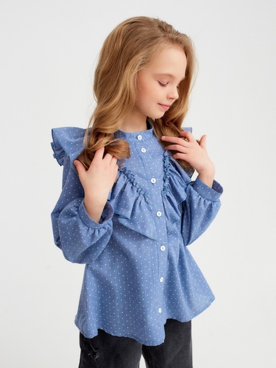 Рубашка детская MINAKU: Cotton collection, синяя, рост 104 см