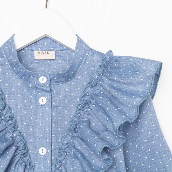 Рубашка детская MINAKU: Cotton collection цвет синий, рост 104 - фото 1907386378