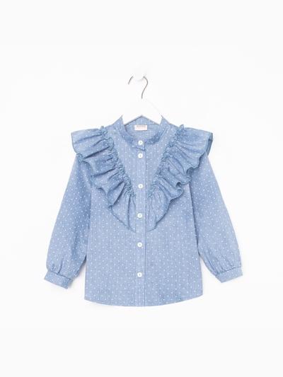 Рубашка детская MINAKU: Cotton collection, синяя, рост 104 см