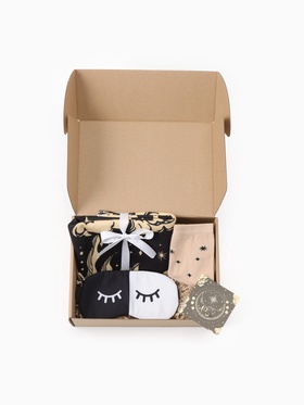 Набор подарочный женский «Этель» Sun Moon, плед 75×100 см, носки 36-39 (23-25 см), маска для сна