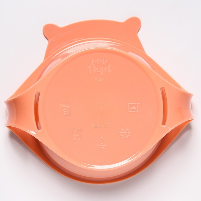 Детская тарелка Hello, Hippo! с крышкой 400 мл, цвет карамельный - фото 1907386417