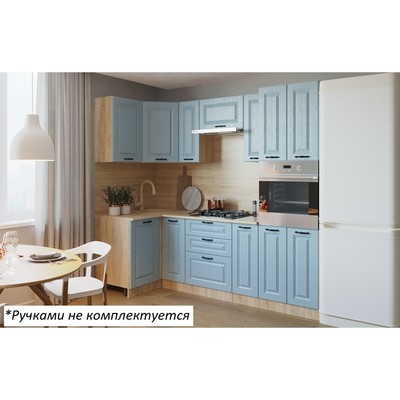 Кухонный гарнитур угловой «Вегас 11», 1000×2400 мм, цвет роял вуд голубой