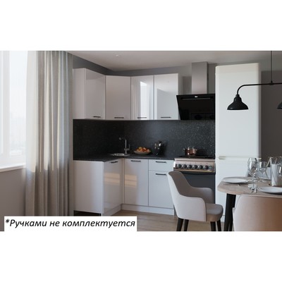 Кухонный гарнитур угловой 11, 1200×1400 мм, цвет белый глянец/бриллиант чёрный