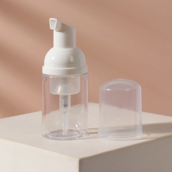 Бутылочка для хранения, с пенообразующим дозатором, 35 мл, цвет прозрачный/белый - Фото 1