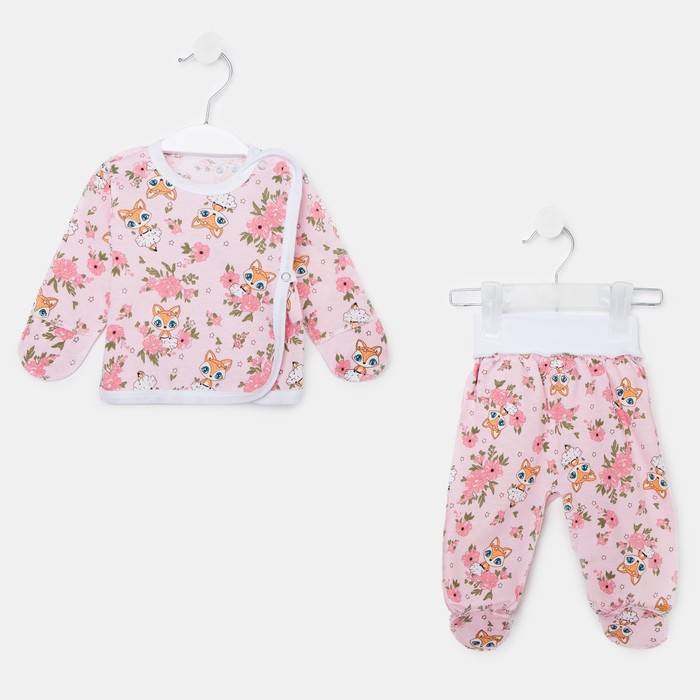 Комплект (распашонка, ползунки) детский, цвет розовый/лиса, рост 68 см