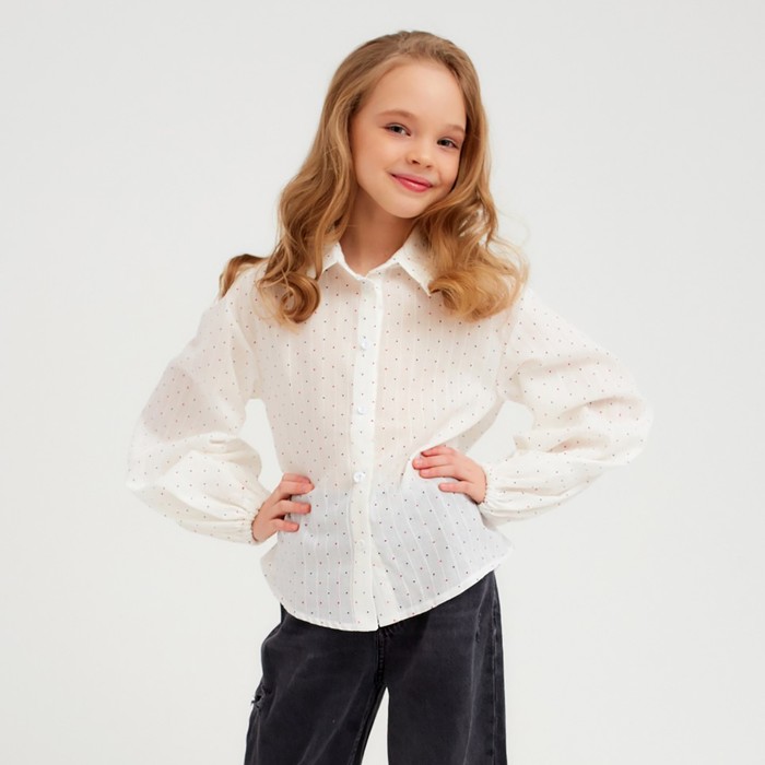 Рубашка детская MINAKU: Cotton collection, белая, рост 122 см - Фото 1