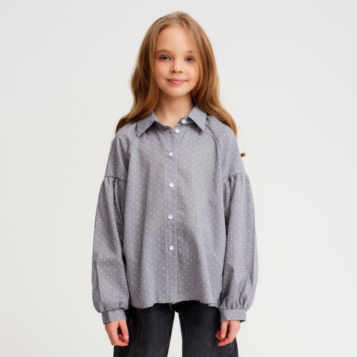 Рубашка детская MINAKU: Cotton collection цвет серый, рост 128