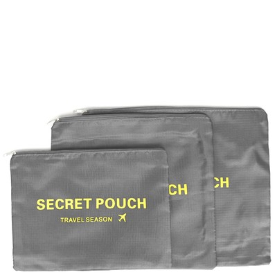 Набор косметичек на молниях, 6 в 1, цвет серый