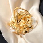 Кольцо для платка "Букет", цвет персиково-белый в золоте - Фото 2