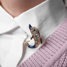 Брошь «Дельфин», бело-синяя в золоте  (артикул 7386508)  большой выбор товаров оптом и в розницу по низким ценам с доставкой