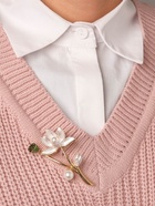 Брошь «Цветочная композиция», цвет бело-зелёный в золоте 7386511