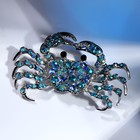 Брошь «Краб», цвет сине-голубой в серебре - Фото 1