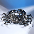 Брошь «Краб», цвет сине-голубой в серебре - Фото 2