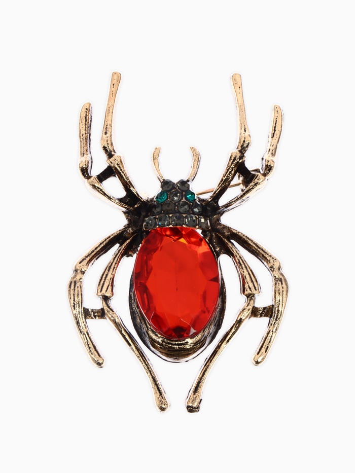 Брошь «Паук», цвет красно-серый в чернёном золоте - Фото 1