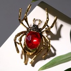 Брошь «Паук», красный, серая в чернёном золоте - Фото 5
