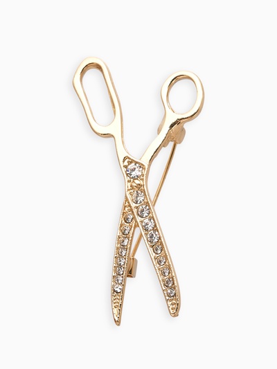 Брошь «Ножницы», цвет белый в золоте