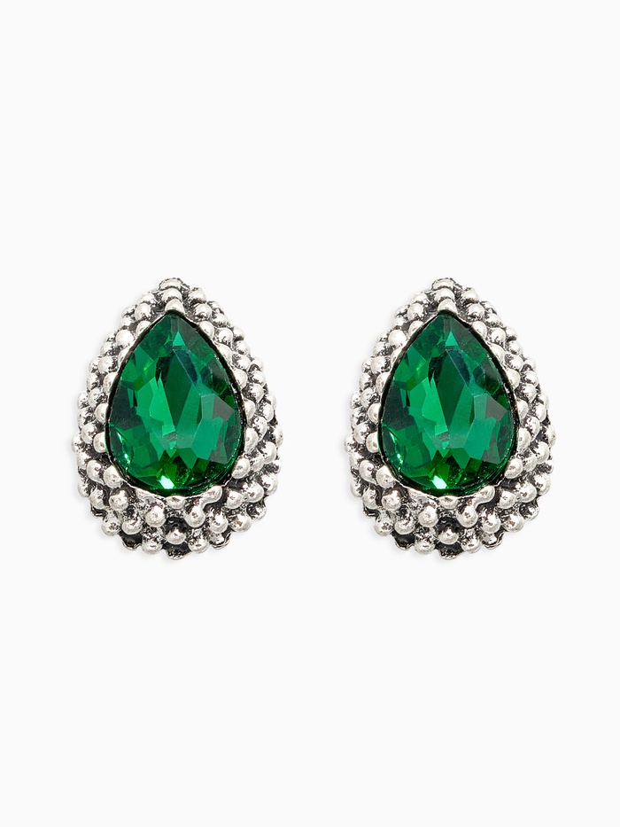 Серьги со стразами «Морское сияние», цвет изумрудный в чернёном серебре - Фото 1