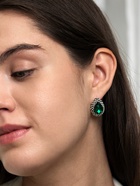 Серьги со стразами «Морское сияние», цвет изумрудный в чернёном серебре - Фото 2