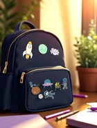 Набор значков (4 шт.) «Космос», цветные в чёрном металле - Фото 2