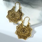 Серьги металл «Восток» цветок, цвет чернёное золото - фото 23002631