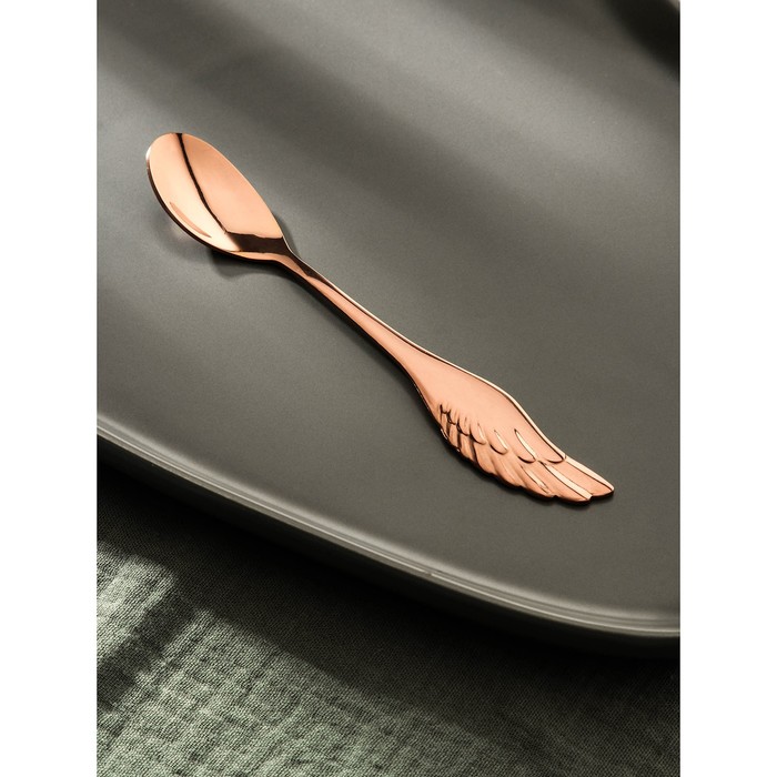 Ложка чайная из нержавеющей стали Magistro Wings, длина 14 см, цвет бронзовый - Фото 1