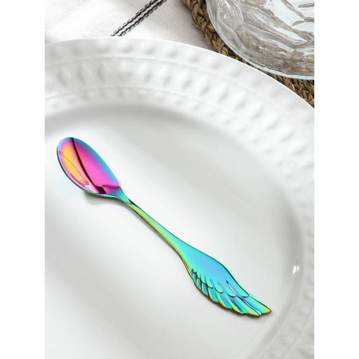 Ложка чайная Magistro Wings, длина 14 см, нержавеющая сталь, хамелеон - Фото 1