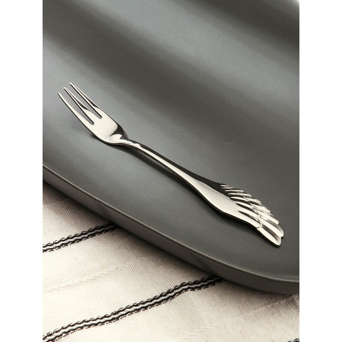 Вилка десертная Magistro Wings, длина 14 см, нержавеющая сталь, серебристая - Фото 1