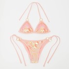 Купальник женский раздельный MINAKU с пайетками цвет розовый, размер 46 - фото 25373477