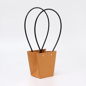 Сумка для цветов крафт влагостойкая, 12?12 - 8?8 - 12.5 см (комплект 10 шт)