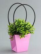 Сумка для цветов розовая влагостойкая, 12×12 - 8×8 - 12.5 см - Фото 3