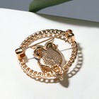 Брошь «Кошачий глаз» сова, цветная в золоте - Фото 2